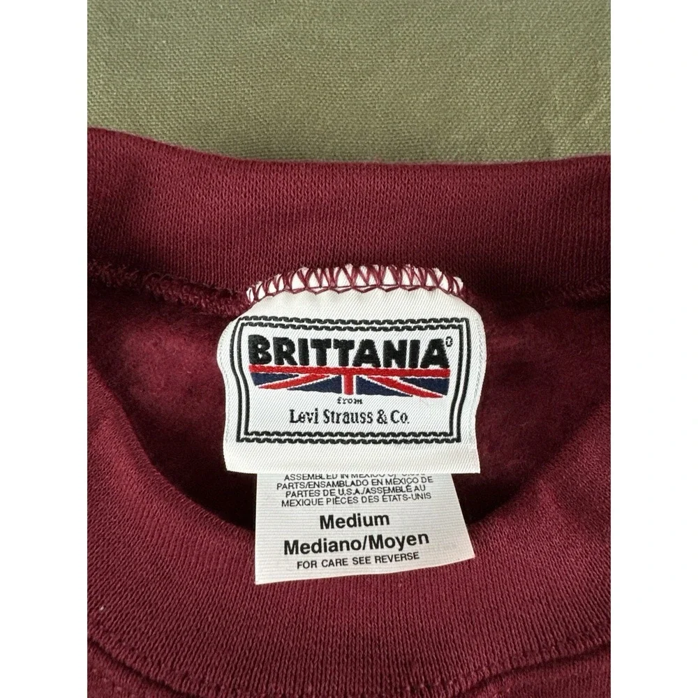 Vintage 90s Britannia Sweatshirt NWT Heavyweight Blank Burgundy M